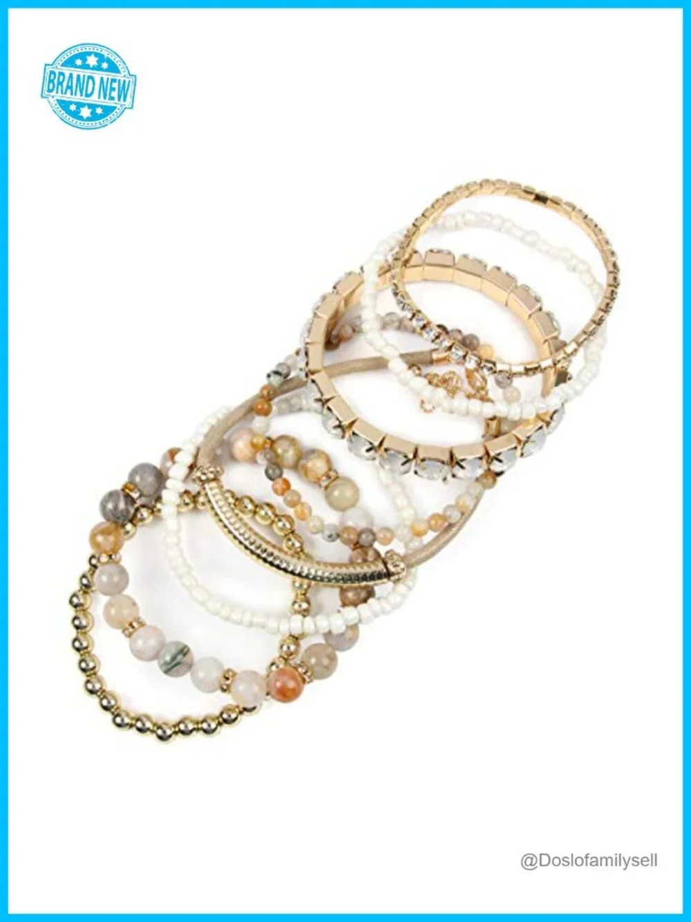 Stretch Beaded Stackable Bracelets Layering Wrap Bangles